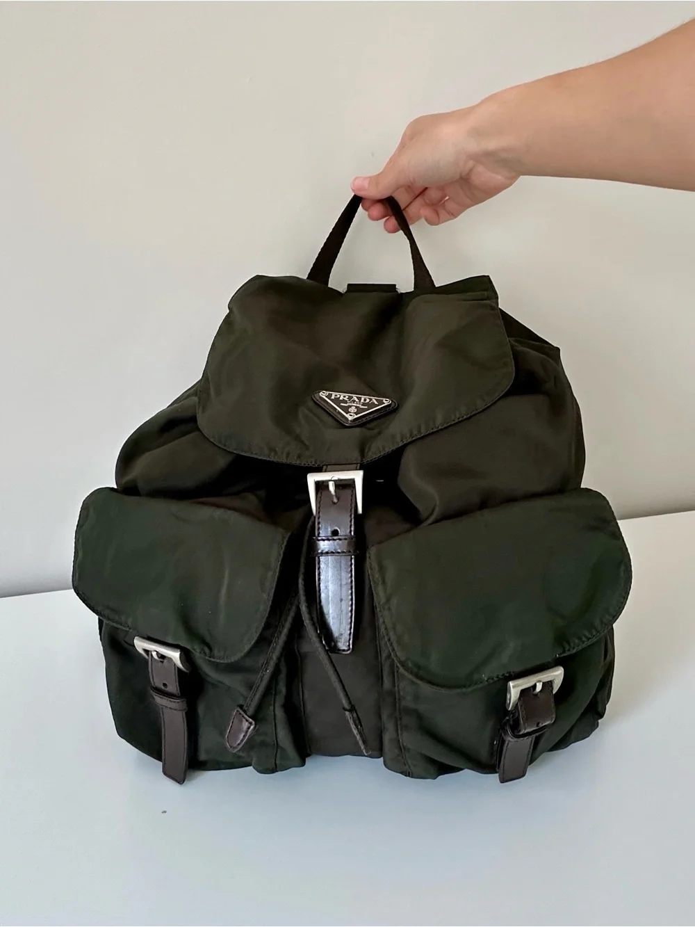 Prada Dark Green Nylon Backpack - Picture 1 of 9